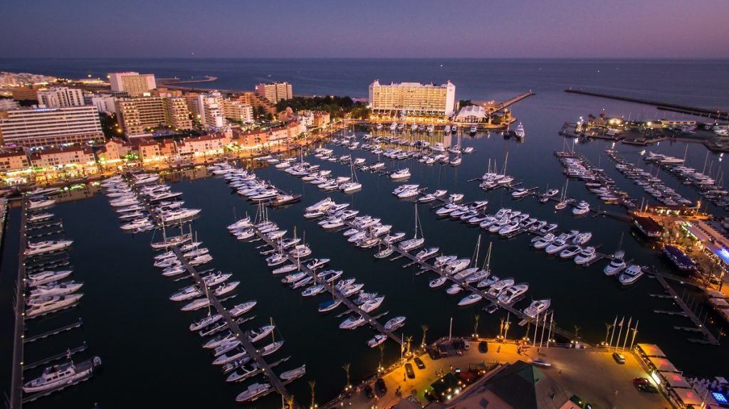 Vilamoura marina at night